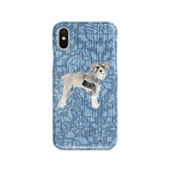 adventure dogs case denim schnauzer bleached damask denim front view