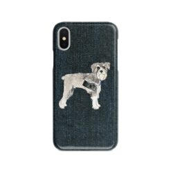 adventure dogs case denim schnauzer dark denim front view