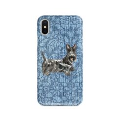 adventure dogs case denim scottish terrier bleached damask denim front view
