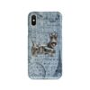 Scottish Terrier Denim phone case. 6 Denim styles for your Iphone 15 Pro Max, Iphone 14, 13, 12 to 6 & Samsung Galaxy S23 Ultra, S22, S21 to S6. 2 adventure dogs case denim scottish terrier faded ephemera denim front view