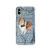 Shetland Sheepdog Denim phone case. 6 Denim styles for your Iphone 15 Pro Max, Iphone 14, 13, 12 to 6 & Samsung Galaxy S23 Ultra, S22, S21 to S6. 2 adventure dogs case denim shetland sheepdog faded ephemera denim front view