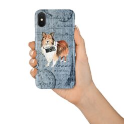 Shetland Sheepdog Denim phone case. 6 Denim styles for your Iphone 15 Pro Max, Iphone 14, 13, 12 to 6 & Samsung Galaxy S23 Ultra, S22, S21 to S6. 15 adventure dogs case denim shetland sheepdog faded ephemera denim in hand