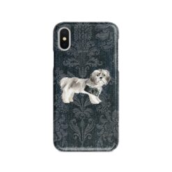 adventure dogs case denim shih tzu short hair dark damask denim front view