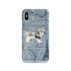 Shih tzu Short hair Denim phone case. 6 Denim styles for your Iphone 15 Pro Max, Iphone 14, 13, 12 to 6 & Samsung Galaxy S23 Ultra, S22, S21 to S6. 2 adventure dogs case denim shih tzu short hair faded ephemera denim front view
