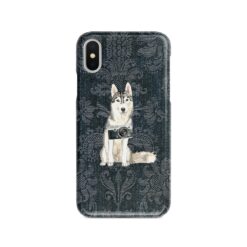 adventure dogs case denim siberian husky dark damask denim front view