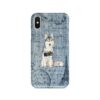Siberian Husky Denim phone case. 6 Denim styles for your Iphone 15 Pro Max, Iphone 14, 13, 12 to 6 & Samsung Galaxy S23 Ultra, S22, S21 to S6. 2 adventure dogs case denim siberian husky faded ephemera denim front view