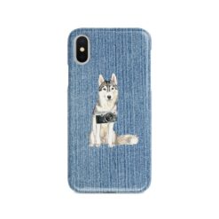 adventure dogs case denim siberian husky gently faded denim front view