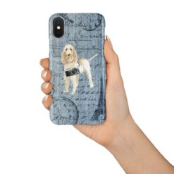 Spinone Italiano Denim phone case. 6 Denim styles for your Iphone 15 Pro Max, Iphone 14, 13, 12 to 6 & Samsung Galaxy S23 Ultra, S22, S21 to S6. 15 adventure dogs case denim spinone italiano faded ephemera denim in hand