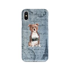 Staffordshire Bull Terrier Denim phone case. 6 Denim styles for your Iphone 15 Pro Max, Iphone 14, 13, 12 to 6 & Samsung Galaxy S23 Ultra, S22, S21 to S6.