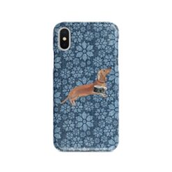 adventure dogs case denim tan dachshund daisy denim front view