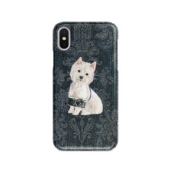 adventure dogs case denim westie dark damask denim front view