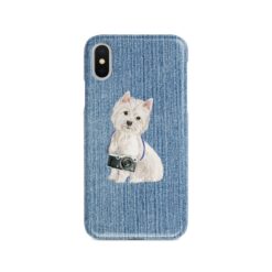 adventure dogs case denim westie gently faded denim front view