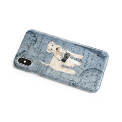 Wheaten Terrier Denim phone case. 6 Denim styles for your Iphone 15 Pro Max, Iphone 14, 13, 12 to 6 & Samsung Galaxy S23 Ultra, S22, S21 to S6. 16 adventure dogs case denim wheaten terrier faded ephemera denim side