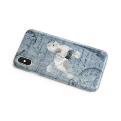 White poodle Denim phone case. 6 Denim styles for your Iphone 15 Pro Max, Iphone 14, 13, 12 to 6 & Samsung Galaxy S23 Ultra, S22, S21 to S6. 16 adventure dogs case denim white poodle faded ephemera denim side