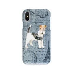 Wire Haired Fox Terrier Denim phone case. 6 Denim styles for your Iphone 15 Pro Max, Iphone 14, 13, 12 to 6 & Samsung Galaxy S23 Ultra, S22, S21 to S6.