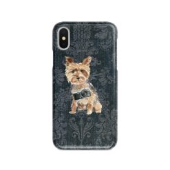 adventure dogs case denim yorkshire terrier dark damask denim front view