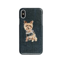 adventure dogs case denim yorkshire terrier dark denim front view