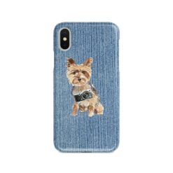 adventure dogs case denim yorkshire terrier gently faded denim front view