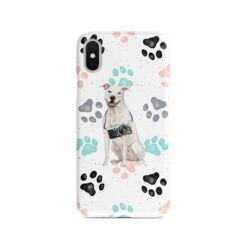 American Staffordshire terrier Muddy Paws phone case. 3 muddy styles for your Iphone 15 Pro Max, Iphone 14, 13, 12 to 6 & Samsung Galaxy S23 Ultra, S22, S21 to S6. 7 adventure dogs case muddy american staffordshire terrier colour paws front view