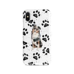 Australian Shepherd Muddy Paws phone case. 3 muddy styles for your Iphone 15 Pro Max, Iphone 14, 13, 12 to 6 & Samsung Galaxy S23 Ultra, S22, S21 to S6.