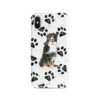Bernese Mountain Dog Muddy Paws phone case. 3 muddy styles for your Iphone 15 Pro Max, Iphone 14, 13, 12 to 6 & Samsung Galaxy S23 Ultra, S22, S21 to S6. 1 adventure dogs case muddy bernese mountain dog bw paws front view
