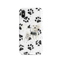 Bichon Frise Muddy Paws phone case. 3 muddy styles for your Iphone 15 Pro Max, Iphone 14, 13, 12 to 6 & Samsung Galaxy S23 Ultra, S22, S21 to S6.