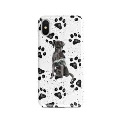 Black Lab Muddy Paws phone case. 3 muddy styles for your Iphone 15 Pro Max, Iphone 14, 13, 12 to 6 & Samsung Galaxy S23 Ultra, S22, S21 to S6.