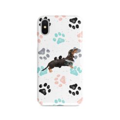 adventure dogs case muddy black tan dachshund colour paws front view