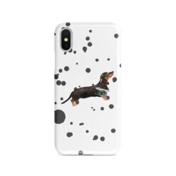 adventure dogs case muddy black tan dachshund splash front view