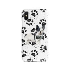 Black&white French bulldog Muddy Paws phone case. 3 muddy styles for your Iphone 15 Pro Max, Iphone 14, 13, 12 to 6 & Samsung Galaxy S23 Ultra, S22, S21 to S6.