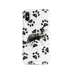 Border Collie Muddy Paws phone case. 3 muddy styles for your Iphone 15 Pro Max, Iphone 14, 13, 12 to 6 & Samsung Galaxy S23 Ultra, S22, S21 to S6.