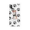 Brittany Muddy Paws phone case. 3 muddy styles for your Iphone 15 Pro Max, Iphone 14, 13, 12 to 6 & Samsung Galaxy S23 Ultra, S22, S21 to S6. 1 adventure dogs case muddy brittany bw paws front view