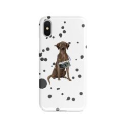 Brown Labrador retriever Muddy Paws phone case. 3 muddy styles for your Iphone 15 Pro Max, Iphone 14, 13, 12 to 6 & Samsung Galaxy S23 Ultra, S22, S21 to S6. 8 adventure dogs case muddy brown labrador retriever splash front view