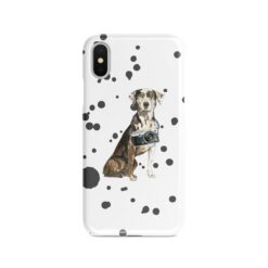 Catahoula Leopard Dog Muddy Paws phone case. 3 muddy styles for your Iphone 15 Pro Max, Iphone 14, 13, 12 to 6 & Samsung Galaxy S23 Ultra, S22, S21 to S6. 8 adventure dogs case muddy catahoula leopard dog splash front view