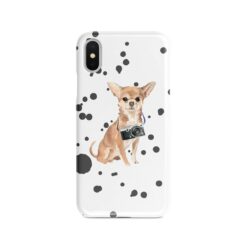 Chihuahua Muddy Paws phone case. 3 muddy styles for your Iphone 15 Pro Max, Iphone 14, 13, 12 to 6 & Samsung Galaxy S23 Ultra, S22, S21 to S6. 8 adventure dogs case muddy chihuahua splash front view