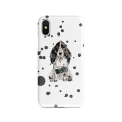Cocker Spaniel Muddy Paws phone case. 3 muddy styles for your Iphone 15 Pro Max, Iphone 14, 13, 12 to 6 & Samsung Galaxy S23 Ultra, S22, S21 to S6. 8 adventure dogs case muddy cocker spaniel splash front view