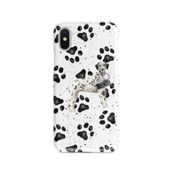 Dalmatian Muddy Paws phone case. 3 muddy styles for your Iphone 15 Pro Max, Iphone 14, 13, 12 to 6 & Samsung Galaxy S23 Ultra, S22, S21 to S6.