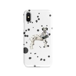 Dalmatian Muddy Paws phone case. 3 muddy styles for your Iphone 15 Pro Max, Iphone 14, 13, 12 to 6 & Samsung Galaxy S23 Ultra, S22, S21 to S6. 8 adventure dogs case muddy dalmatian splash front view