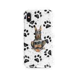 Doberman Muddy Paws phone case. 3 muddy styles for your Iphone 15 Pro Max, Iphone 14, 13, 12 to 6 & Samsung Galaxy S23 Ultra, S22, S21 to S6.