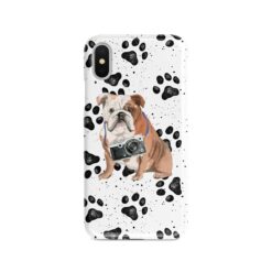 English Bulldog Muddy Paws phone case. 3 muddy styles for your Iphone 15 Pro Max, Iphone 14, 13, 12 to 6 & Samsung Galaxy S23 Ultra, S22, S21 to S6.