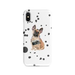 French Bulldog Muddy Paws phone case. 3 muddy styles for your Iphone 15 Pro Max, Iphone 14, 13, 12 to 6 & Samsung Galaxy S23 Ultra, S22, S21 to S6. 8 adventure dogs case muddy french bulldog splash front view