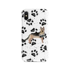 German Shepherd Muddy Paws phone case. 3 muddy styles for your Iphone 15 Pro Max, Iphone 14, 13, 12 to 6 & Samsung Galaxy S23 Ultra, S22, S21 to S6.