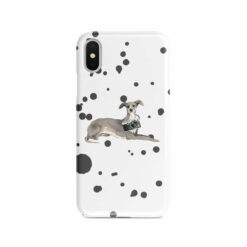 Italian greyhound Muddy Paws phone case. 3 muddy styles for your Iphone 15 Pro Max, Iphone 14, 13, 12 to 6 & Samsung Galaxy S23 Ultra, S22, S21 to S6. 8 adventure dogs case muddy italian greyhound splash front view