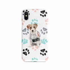 Jack Russell Muddy Paws phone case. 3 muddy styles for your Iphone 15 Pro Max, Iphone 14, 13, 12 to 6 & Samsung Galaxy S23 Ultra, S22, S21 to S6. 7 adventure dogs case muddy jack russel colour paws front view