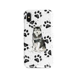 Malamute Muddy Paws phone case. 3 muddy styles for your Iphone 15 Pro Max, Iphone 14, 13, 12 to 6 & Samsung Galaxy S23 Ultra, S22, S21 to S6.