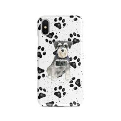 Miniature Schnauzer Muddy Paws phone case. 3 muddy styles for your Iphone 15 Pro Max, Iphone 14, 13, 12 to 6 & Samsung Galaxy S23 Ultra, S22, S21 to S6.