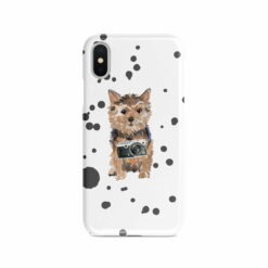 Norfolk Terrier Muddy Paws phone case. 3 muddy styles for your Iphone 15 Pro Max, Iphone 14, 13, 12 to 6 & Samsung Galaxy S23 Ultra, S22, S21 to S6. 8 adventure dogs case muddy norfolk terrier splash front view