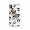 Pug Muddy Paws phone case. 3 muddy styles for your Iphone 15 Pro Max, Iphone 14, 13, 12 to 6 & Samsung Galaxy S23 Ultra, S22, S21 to S6. 1 adventure dogs case muddy pug bw paws front view