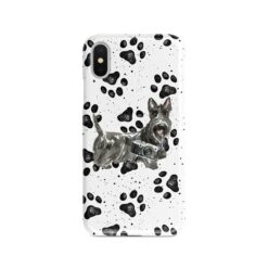 Scottish Terrier Muddy Paws phone case. 3 muddy styles for your Iphone 15 Pro Max, Iphone 14, 13, 12 to 6 & Samsung Galaxy S23 Ultra, S22, S21 to S6.