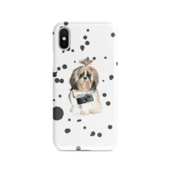 Shih tzu Long hair Muddy Paws phone case. 3 muddy styles for your Iphone 15 Pro Max, Iphone 14, 13, 12 to 6 & Samsung Galaxy S23 Ultra, S22, S21 to S6. 8 adventure dogs case muddy shih tzu long hair splash front view